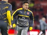 Alexis Sanchez warms up before the Premier League game between Middlesbrough and Arsenal on April 17, 2017
