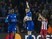 Jamie Vardy celebrates scoring during the Champions League quarter-final second leg between Leicester City and Atletico Madrid on April 18, 2017