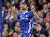 Diego Costa celebrates scoring during the Premier League game between Chelsea and Middlesbrough on May 8, 2017