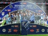 Millwall celebrate their victory over Bradford City in the League One playoff final on May 20, 2017