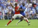 Alex Oxlade-Chamberlain and Victor Moses during the FA Cup final between Arsenal and Chelsea on May 27, 2017